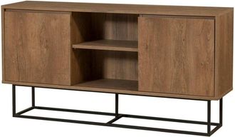 Dmora Aparador Deulofe, Buf&eacute; De Sal&oacute;n, Aparador De Sal&oacute;n, Despensa De Cocina, 140x36h72 Cm, Nogal Y Negro - Dmora