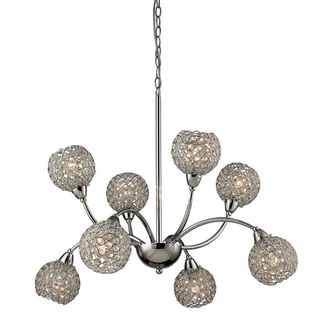 Netlighting Escado Pendant 8 Light E14 Polished ChromeCrystal in Grey