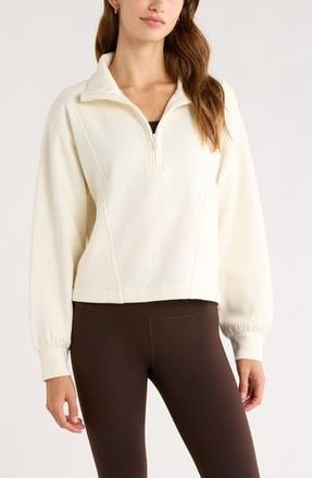 Zella Ultracozy Fleece Half Zip Pullover in Ivory Egret at Nordstrom Rack, Size X-Large