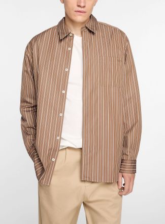 A.P.C. Mens Malo vertical stripes brown shirt