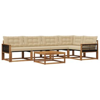 vidaXL Conjunto De Sof&aacute;s De Exterior Con Coj&iacute;n 6 Pcs Natural Y Beige Vidaxl