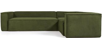 K Home Cord-Ecksofa Klocks 320 x 230 cm - Dunkelgr&uuml;n