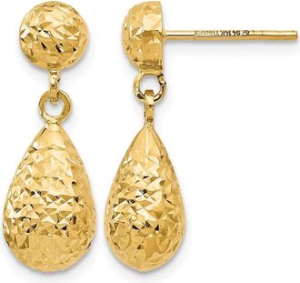 Diamond2Deal 14K Yellow Gold Diamond-cut Drop Dangle Earrings