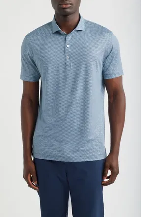 Johnnie-O Tile Neat Performance Jersey Polo in Black/blue at Nordstrom, Size Xx-Large