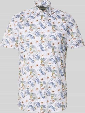 Olymp Level 5 Slim Fit Business-Hemd mit Kentkragen und floralem Print in Weiss, Gr&ouml;&szlig;e 38