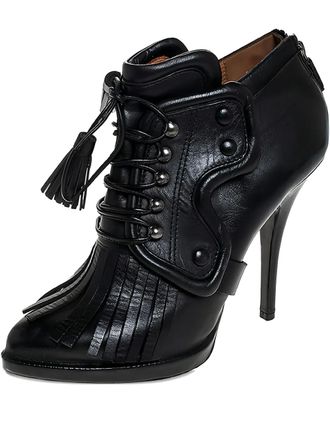 Givenchy 120 mm veterlaarzen met franje - Zwart