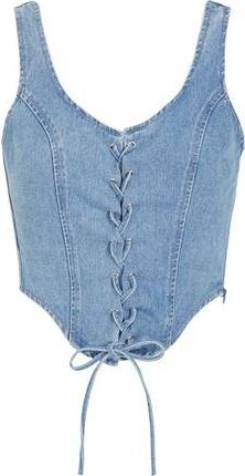 8 by YOOX ORGANIC COTTON DENIM LACE-UP CORSET TOP