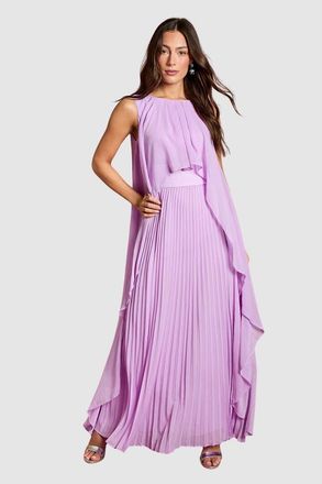 Coast Cape Sleeve Pleated Maxi Dress in Purple at Nordstrom, Size 6