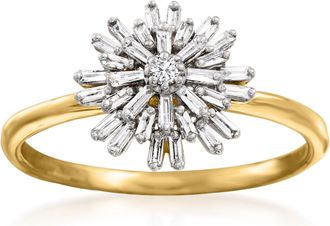 Ross-Simons Baguette Diamond Starburst Ring in 14kt Yellow Gold
