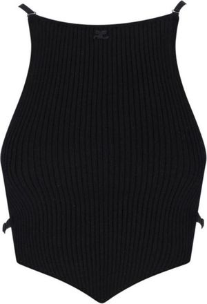 Courr&egrave;ges Logo Crop Top - Black