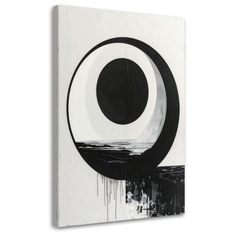 Feeby Cuadro En Lienzo, Abstracci&oacute;n Forma Circular Infinita En Blanco Y Negro, 80x120