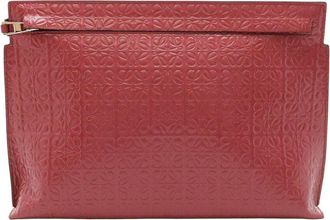 Loewe Pink Enamel Anagram T Pouch Clutch (Authentic Pre-Loved)
