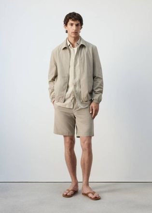 Mango Giacca micro quadri 100% cotone beige - Uomo - XXL - MANGO MAN