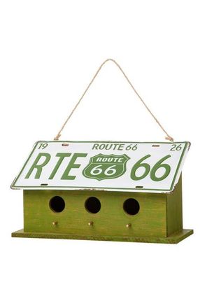 Glitzhome 14L Distressed MDF and Metal Decorative Outdoor Hanging Garden Birdhouse in Green at Nordstrom, Size Medium