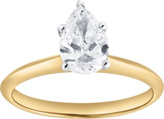 LuvMyJewelry Jana 14K Yellow Gold Pear Lab Grown Diamond Solitaire Engagement Ring - 1 Ct