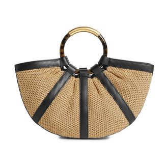 Coccinelle Handbags, female, Multicolor, Size: ONE SIZE Top-handle Straw and Leather Handbag