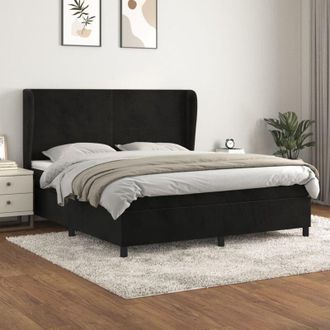 vidaXL Vidaxl - Cama Box Spring Con Colch&oacute;n Terciopelo Negro 180x200 Cm