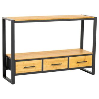 Wanderlust Deco Recibidor de metal y madera 3 cajones 120x35x79,5h cm - Marr&oacute;n