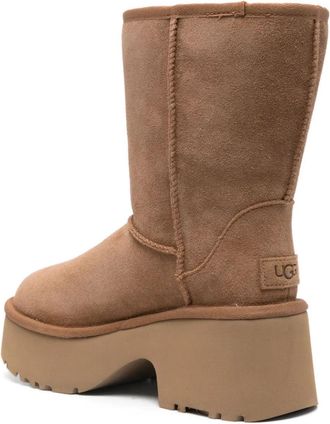 UGG Womens Australia Suede Platform Boot Brown Rubber Sole