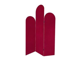 Vente-Unique Asymmetric 3-Panel Velvet Room Divider - W. 47 X H. 180 Cm - Red in Burgundy