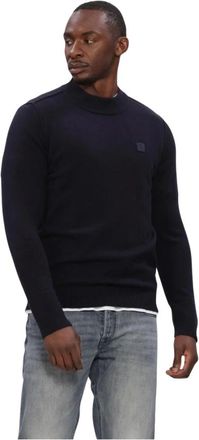 Butcher of Blue Clifden Mock - Heren - Truien - Blauw - Maat: M Wol