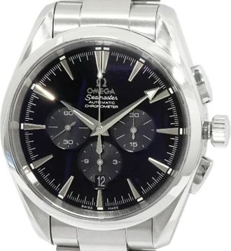Omega Pre-owned Seamaster Aqua Terra Chronograph Stainless Steel - Heren - Vintage Horloges - Zwart - ONE Size - Vintage