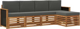 vidaXL Conjunto De Sof&aacute;s De Exterior 5 Uds. Natural Y Antracita Vidaxl