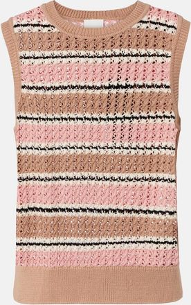 Varley Deeley striped cotton pointelle top