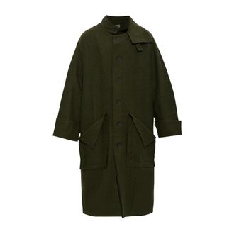 Yohji Yamamoto Hombre, Abrigos, Verde, Talla: L