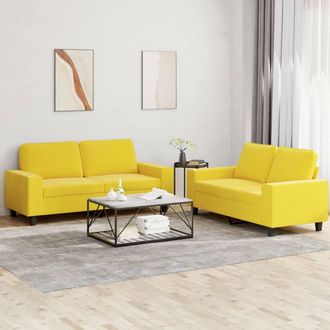 vidaXL Vidaxl - Juego De Sof&aacute;s 2 Piezas Tela Amarillo Claro