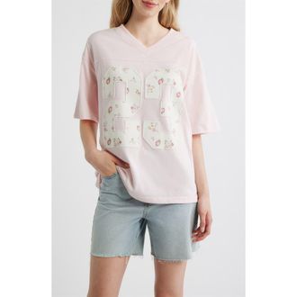 Vinyl Icons Numeral Floral Appliqu&eacute; Cotton Blend T-Shirt in Pink at Nordstrom, Size X-Small
