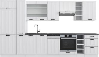 Vicco Mueble De Cocina Fame-line, Casa De Campo Blanca/blanca, 355 Cm Con Armario Alto, Sin Encimera