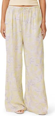 Splendid Lia Lemon Print Drawstring Pants in Purple/lemon Print at Nordstrom, Size X-Large