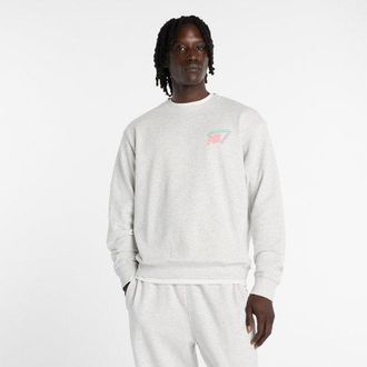 New Balance Hombre Classic Tri-Logo French Terry Crew en Gris, Vell&oacute;n de algod&oacute;n, Talla 2XL