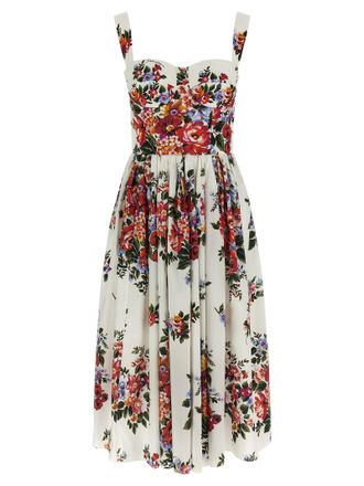 Dolce & Gabbana White Cotton Midi Womens Dress