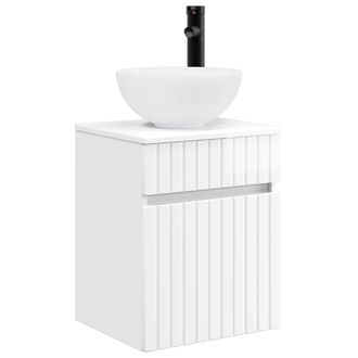 vidaXL Vanidad De Lavabo Montada En La Pared Blanco Brillante Vidaxl