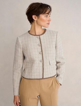 Hobbs London Carey Tweed Jacket in Camel Ivory at Nordstrom, Size 12