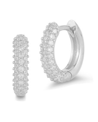 Chloe and Madison Chloe And Madison Silver Cz Huggie Earrings