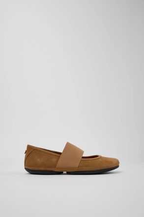 Camper Womens Right Nina Nubuck Leather Ballerina Flats In Brown