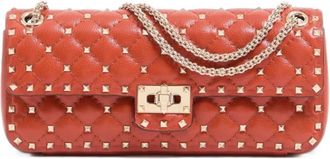 Valentino Garavani Orange Rockstud Spike Medium Shoulder Bag
