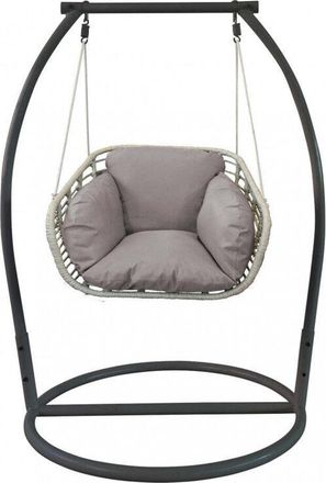 No Brand Dondolo posto singolo con struttura in metallo e cuscino morbido e confortevole 105x156xH105 cm da esterno
