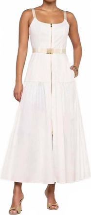 L'agence Womens Rima Belted Zip Maxi Dress In White