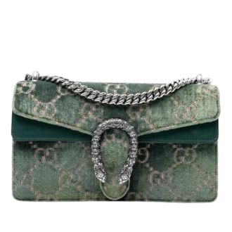 Gucci Pre-owned Shoulder Bags, female, Green, Size: ONE SIZE Pre-owned Velvet Crossbody Bag