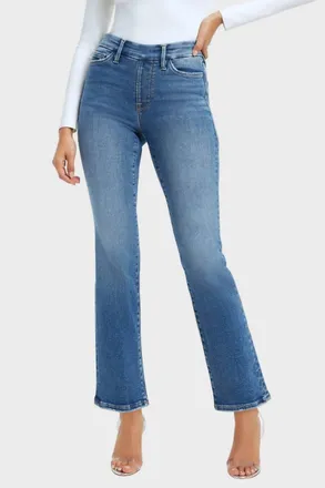 Good American Pull-On Straight Jeans In Indigo 490