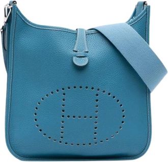 Herm&egrave;s Pre-owned Evelyne I Crossbody Bag - Dames - Vintage Schoudertas - Blauw - ONE Size - Leer - Vintage