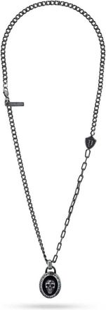 Police Peagn2212112 Ketting - Heren - Accessoires - Grijs - Maat: ONE Size Leer