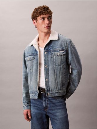 Calvin Klein Jeans Calvin Klein Mens 90s Sherpa Trucker Jacket - Blue - XL