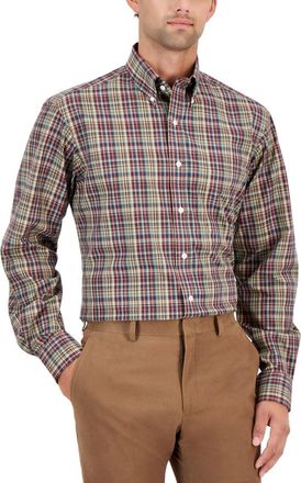 Club Room Dress Shirt Men Safari Biking Plaid Cotton Button Down FTS188