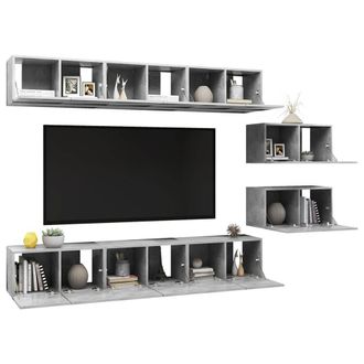 Berkfield Home TV Cabinets 8 pcs Concrete Grey Engineered Wood