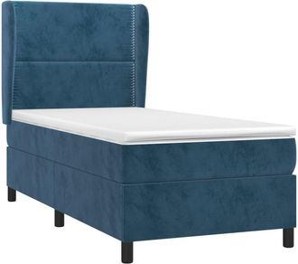 vidaXL Vidaxl - Cama Box Spring Con Colch&oacute;n Terciopelo Azul Oscuro 100x200 Cm